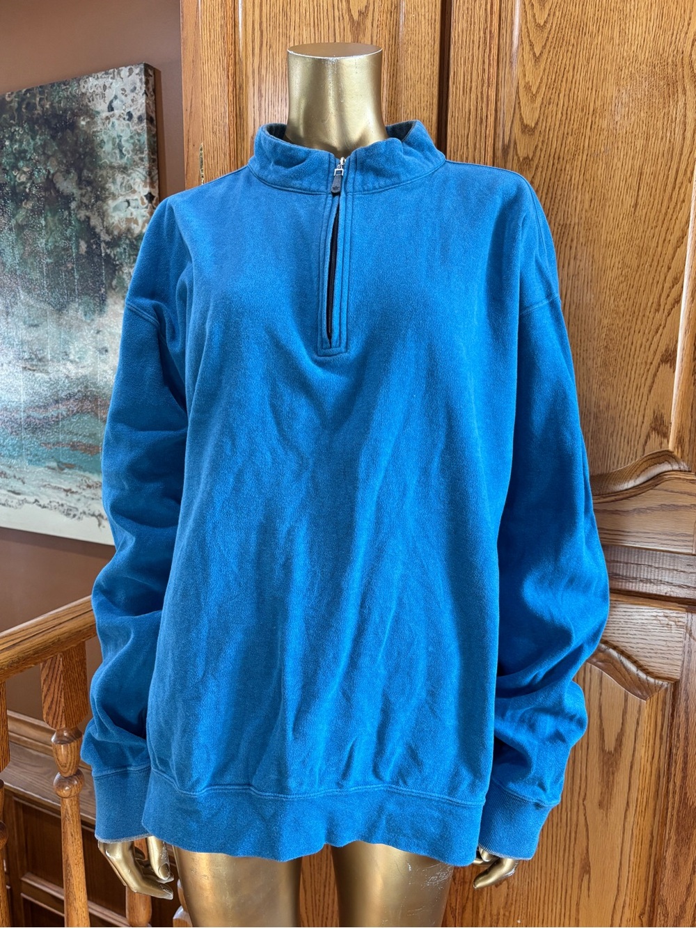Peter Millar Men’s Zip-Up Fleece Pullover - Blue